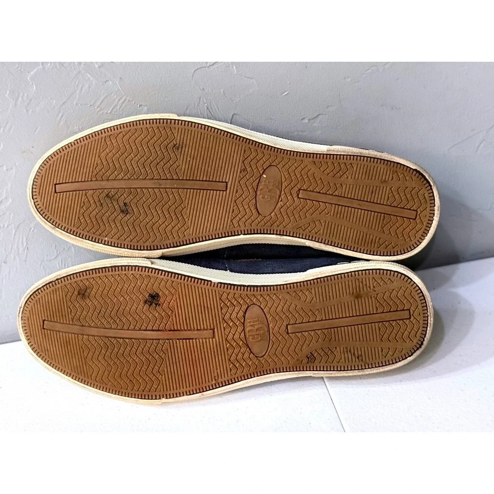 GH Bass Olsen Penny Loafers Mens 9M Navy Blue Canvas Suede Trim 2300-416